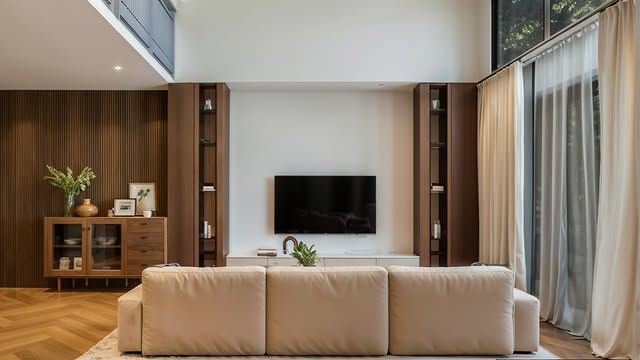 Ilustrasi desain rumah modern malam hari